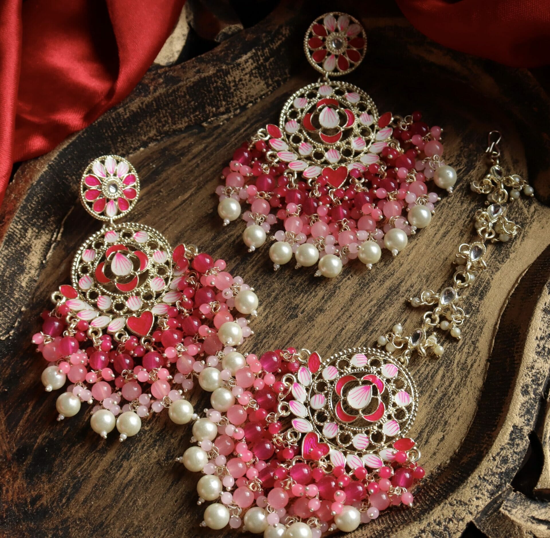Aparna Colourful Chandbali With Teeka - Image 11
