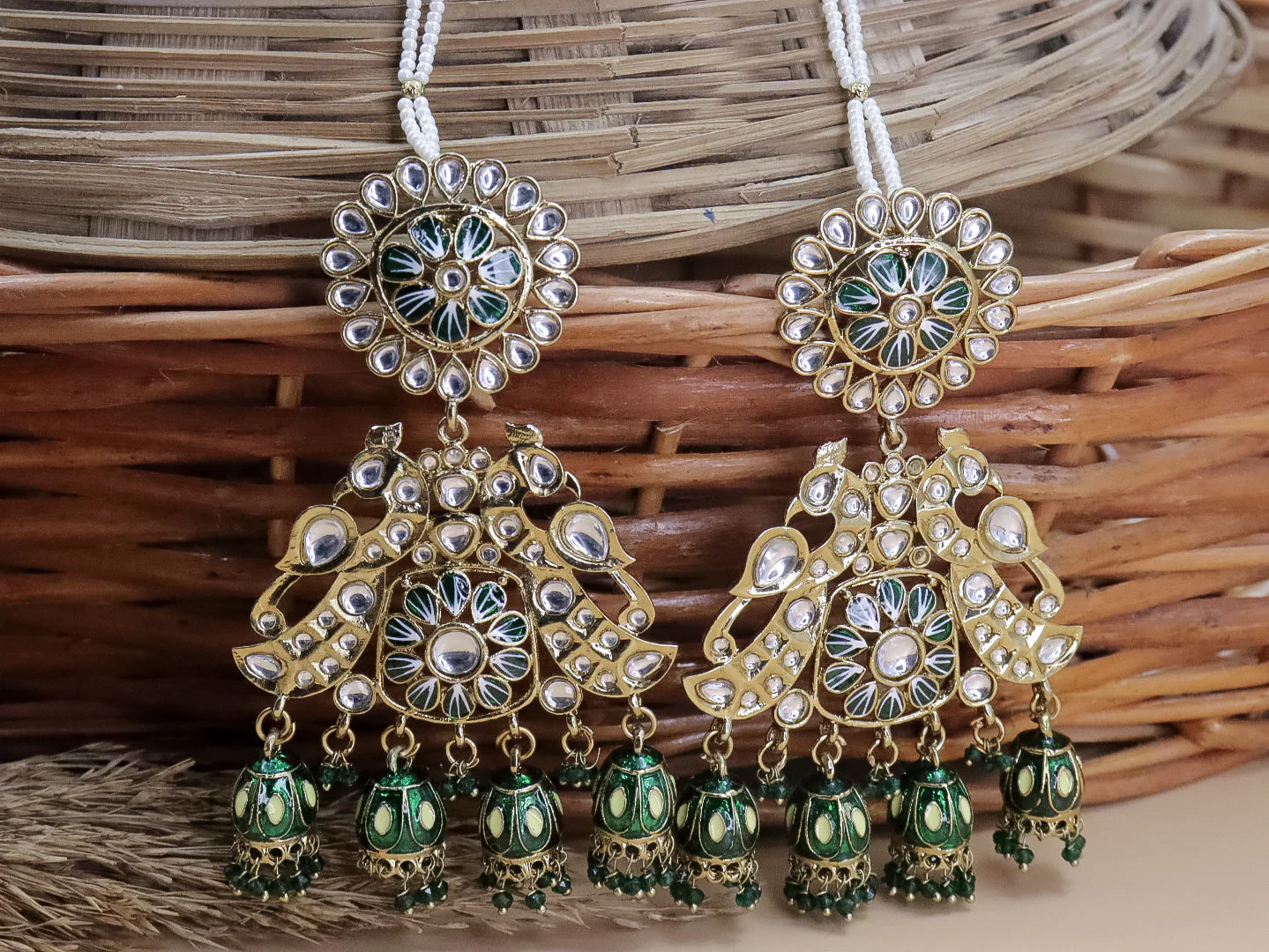 Nancy Meenakari 4 Jhumki Earrings With Kaanchain - Image 4